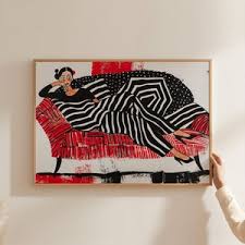 Contemporary Striped Framed Wall Art