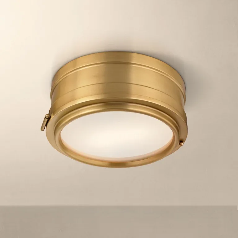 Rye Round Brass Flush Mount Ceiling Light