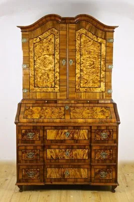 Antique Baroque Walnut Bureau Cabinet