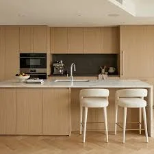 Rectangular Wood and Marble Kitchen Island