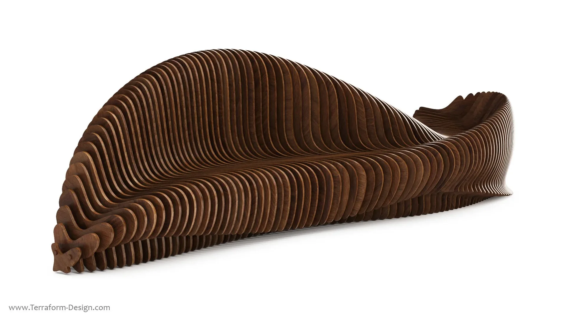 Wave Parametric Sculptural Wooden Bench