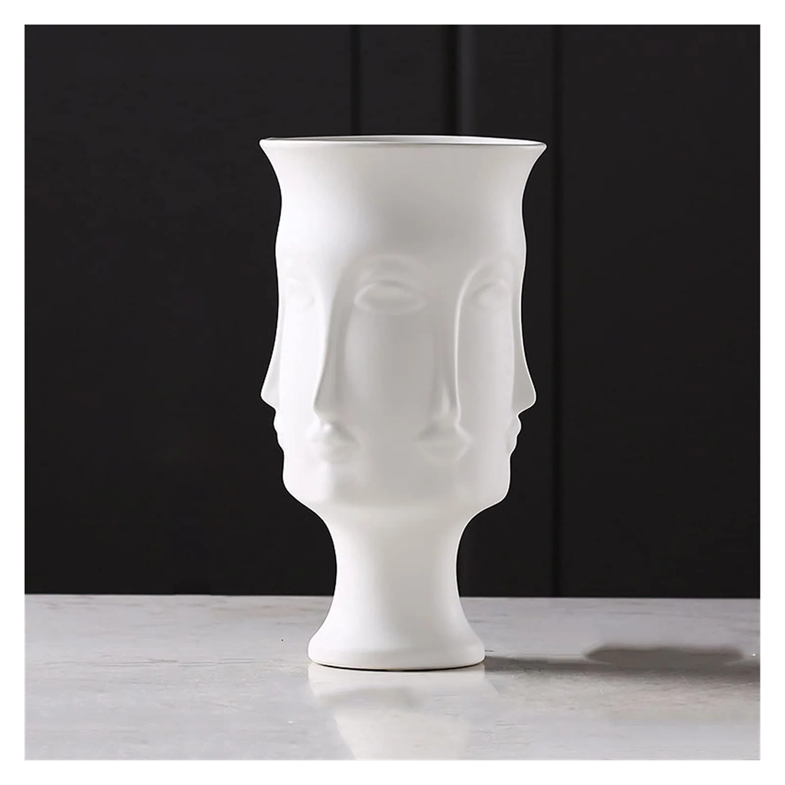 White Ceramic Multi Face Vase
