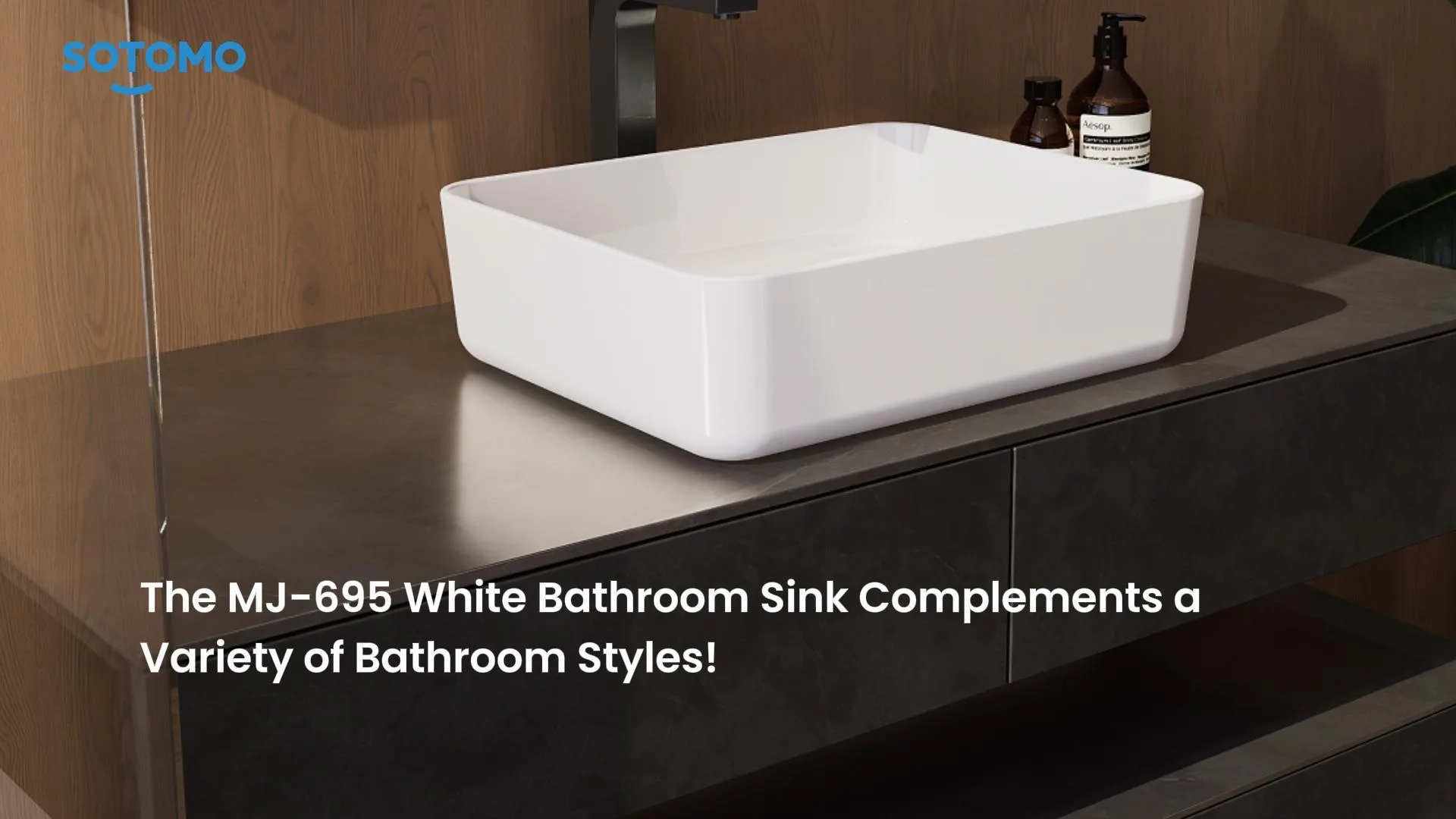 Rectangular White Ceramic Vessel Sink