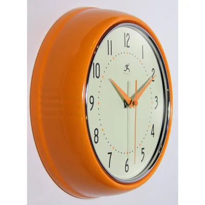 Orange Retro Round Wall Clock