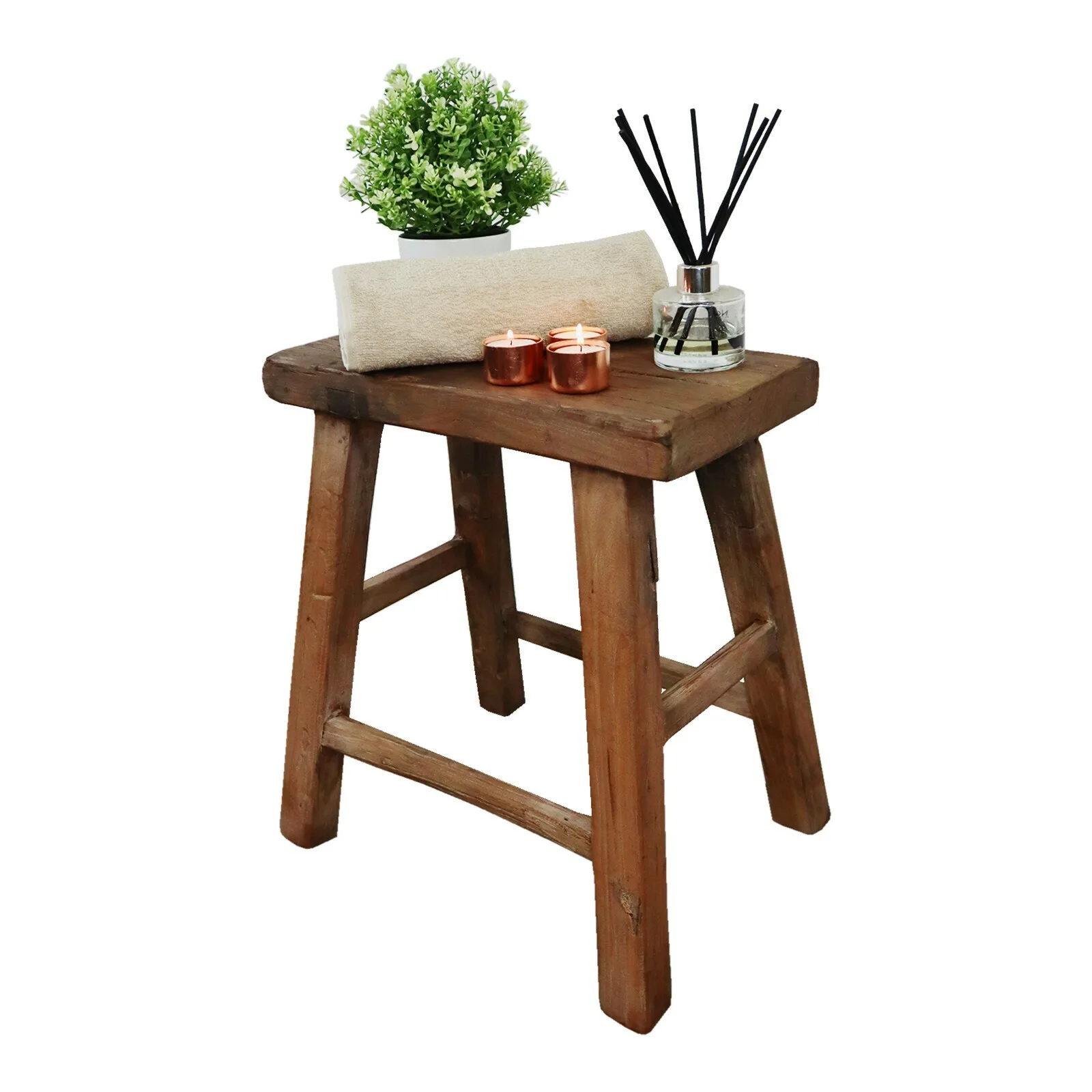 Rustic Rectangular Wooden Stool