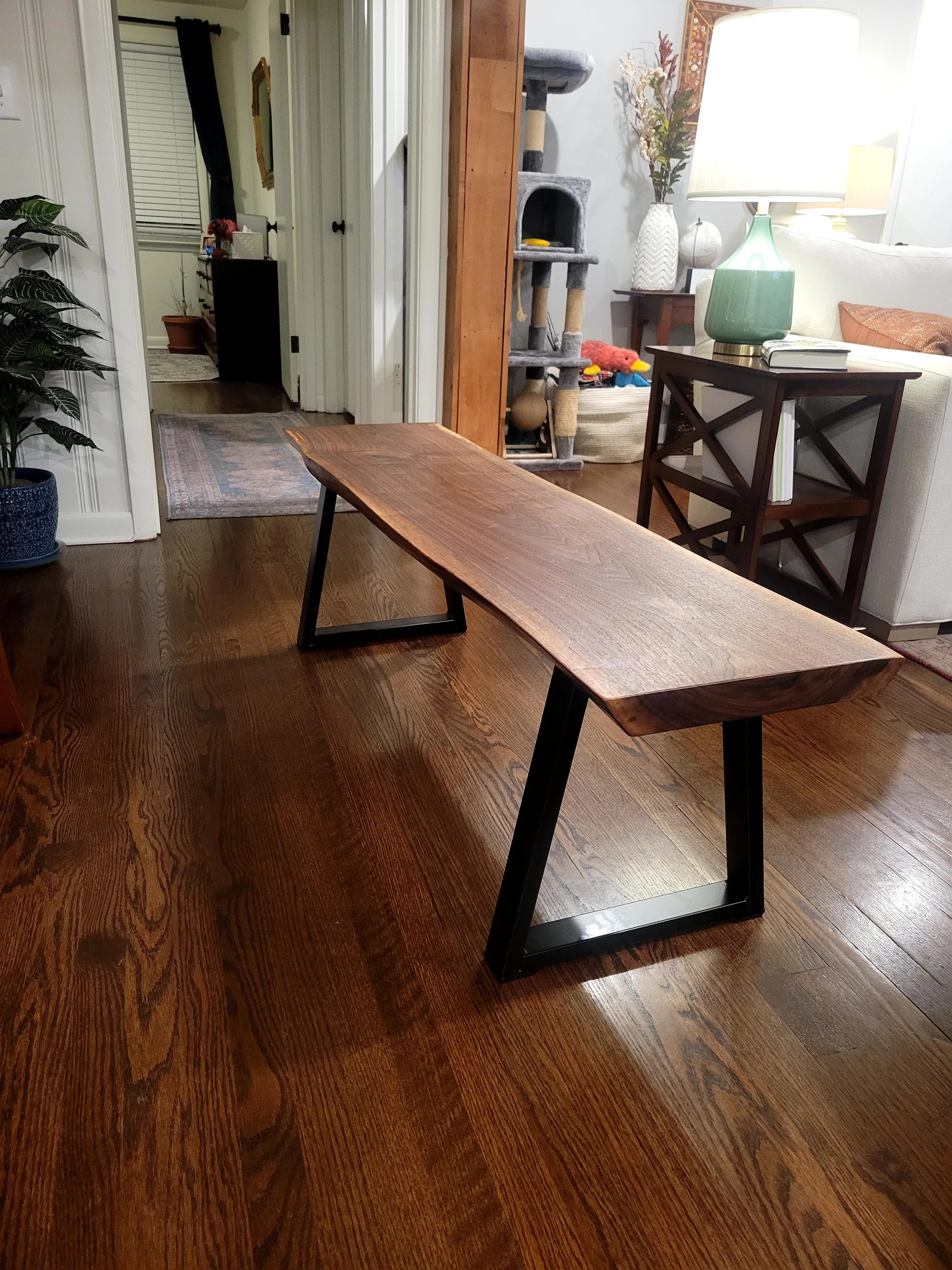 Walnut Live Edge Wooden Bench