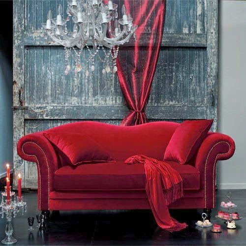Red Velvet Sofa