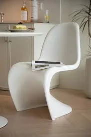 White Plastic Cantilever Side Chair