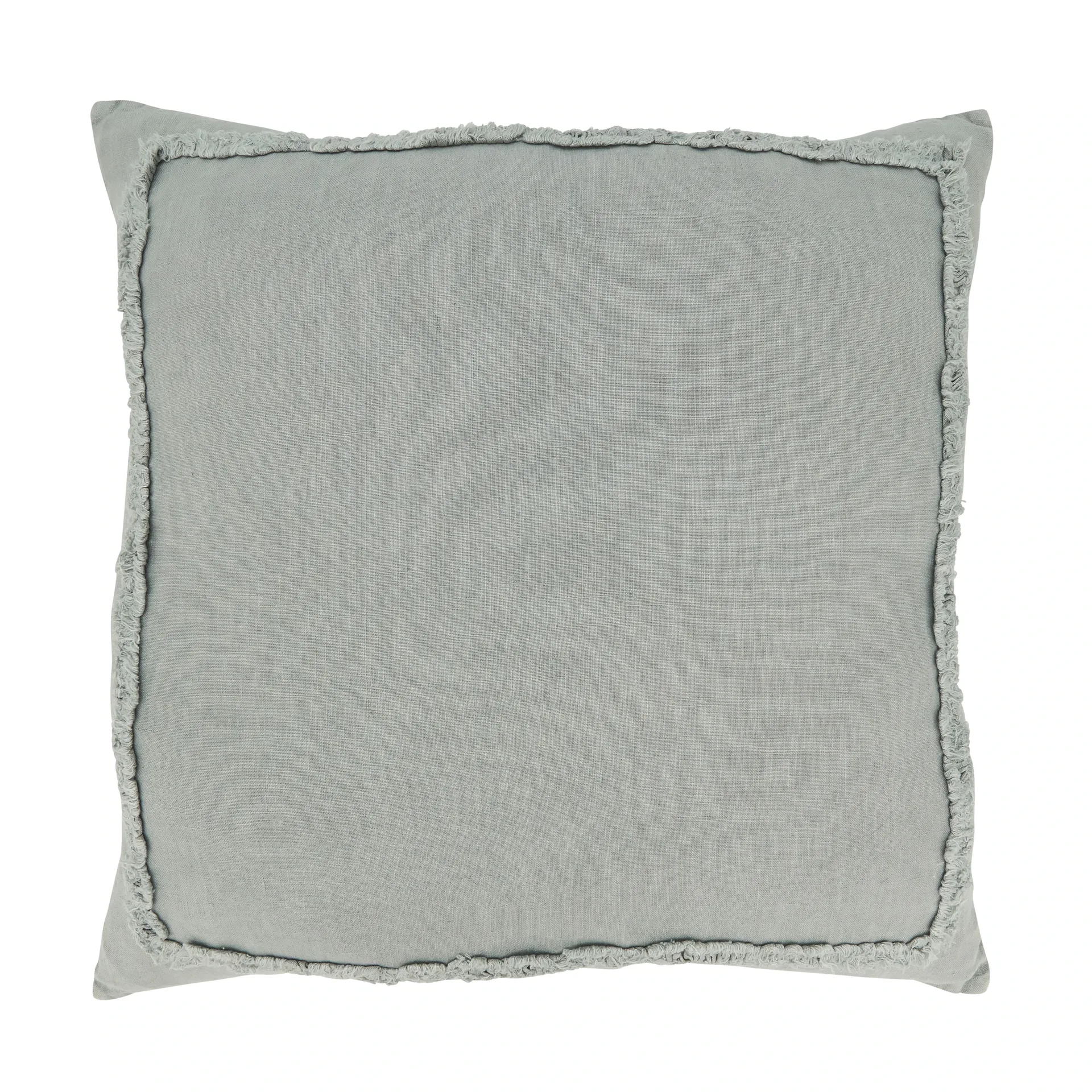 Blue-Grey Solid Linen Throw Pillow