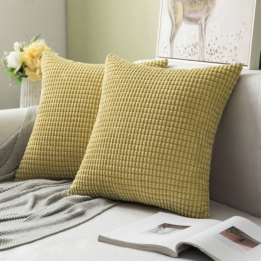 Yellow Square Throw Pillow