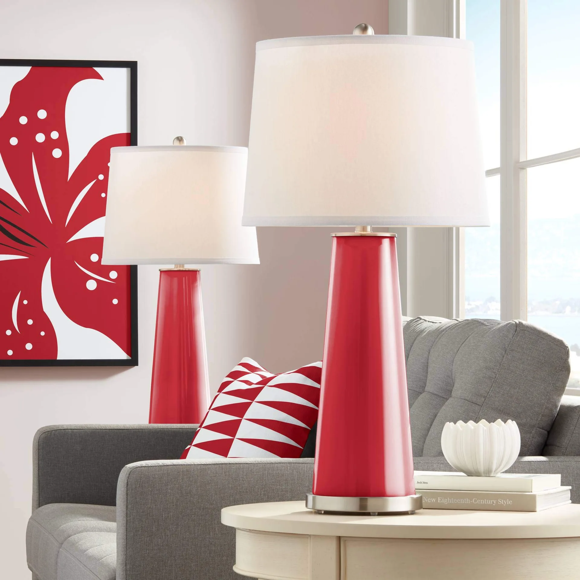 Glossy Red Glass Table Lamp