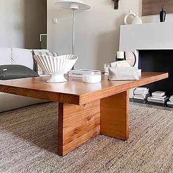 Rustic Rectangular Solid Wood Coffee Table