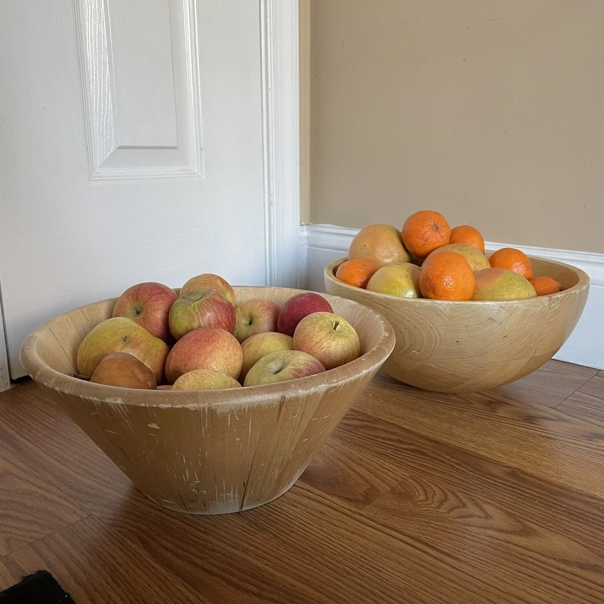 Rustic Round Wood Decorative Bowl