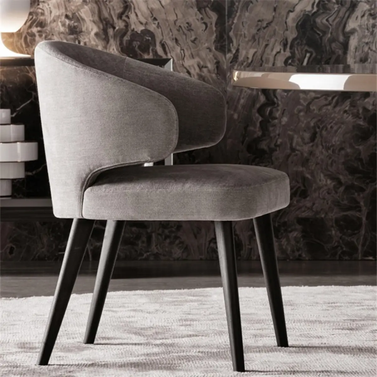 Curved Upholstered Dining Chair