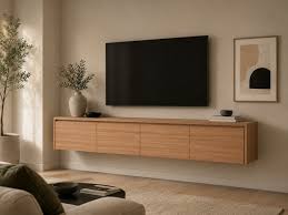 Natural Oak Floating Media Console