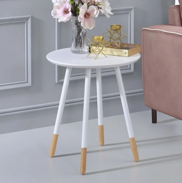 White Round Side Table