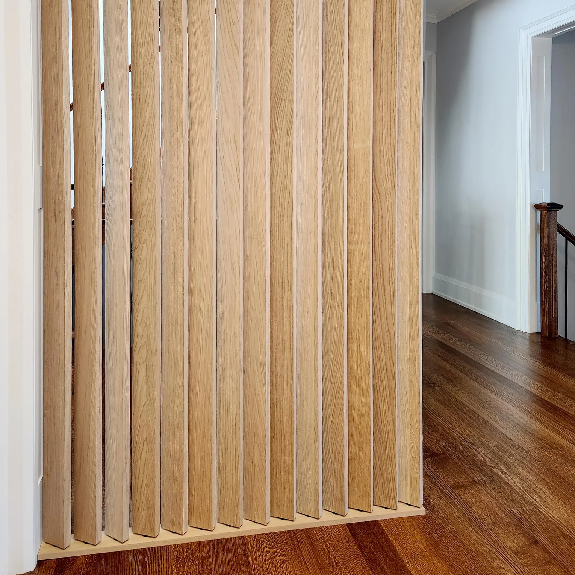 Natural Wood Slat Sliding Room Divider