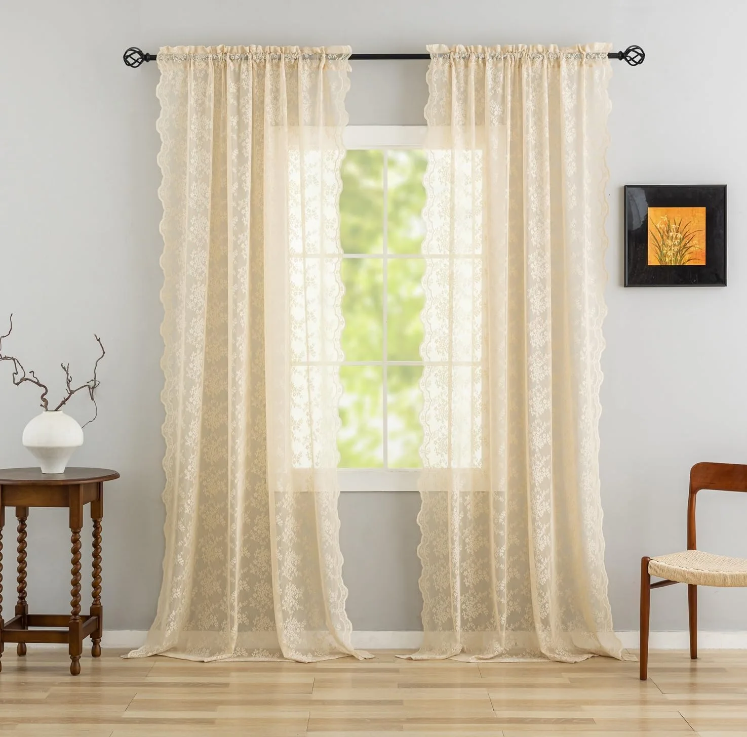Vintage Floral Lace Curtains