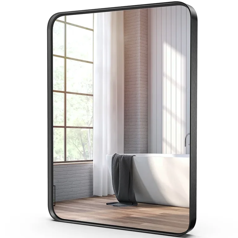 Black Rectangular Framed Wall Mirror