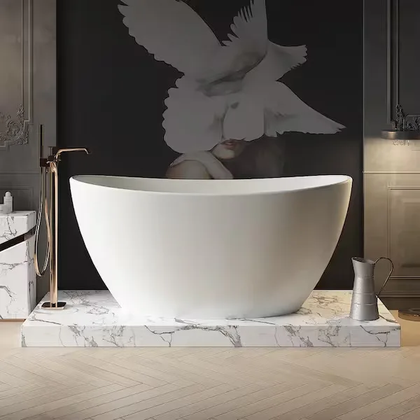 Matte White Oval Freestanding Bathtub