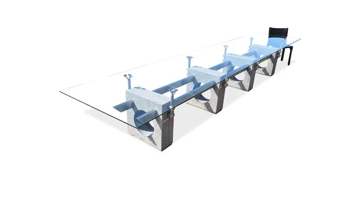 Brutalist Concrete Glass Dining Table