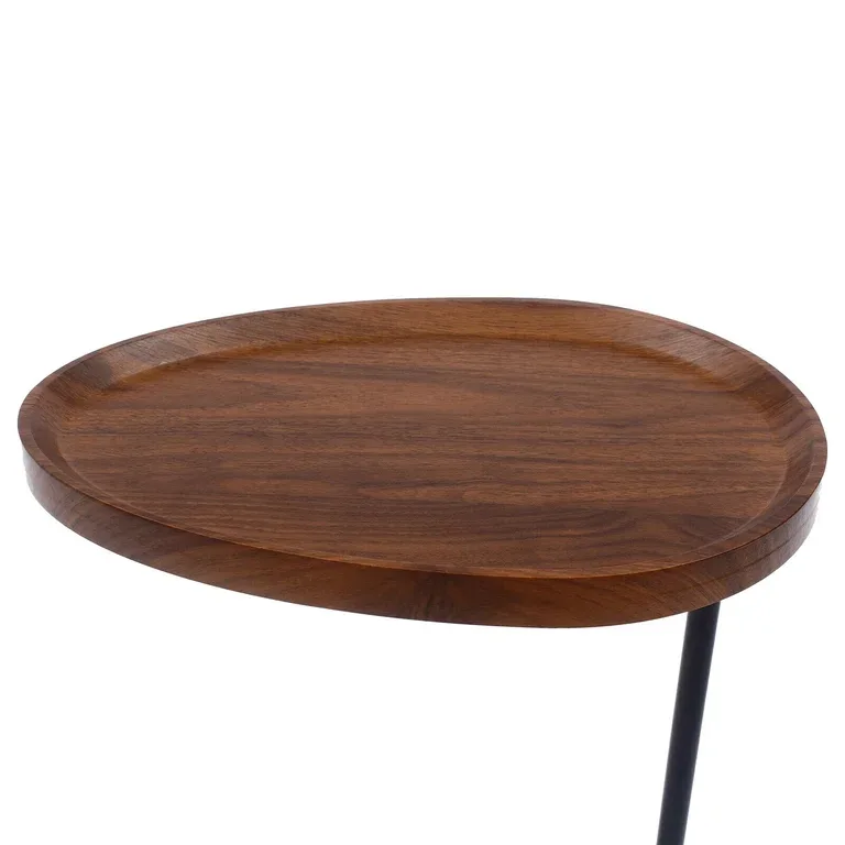 Modern Walnut Oval Side Table