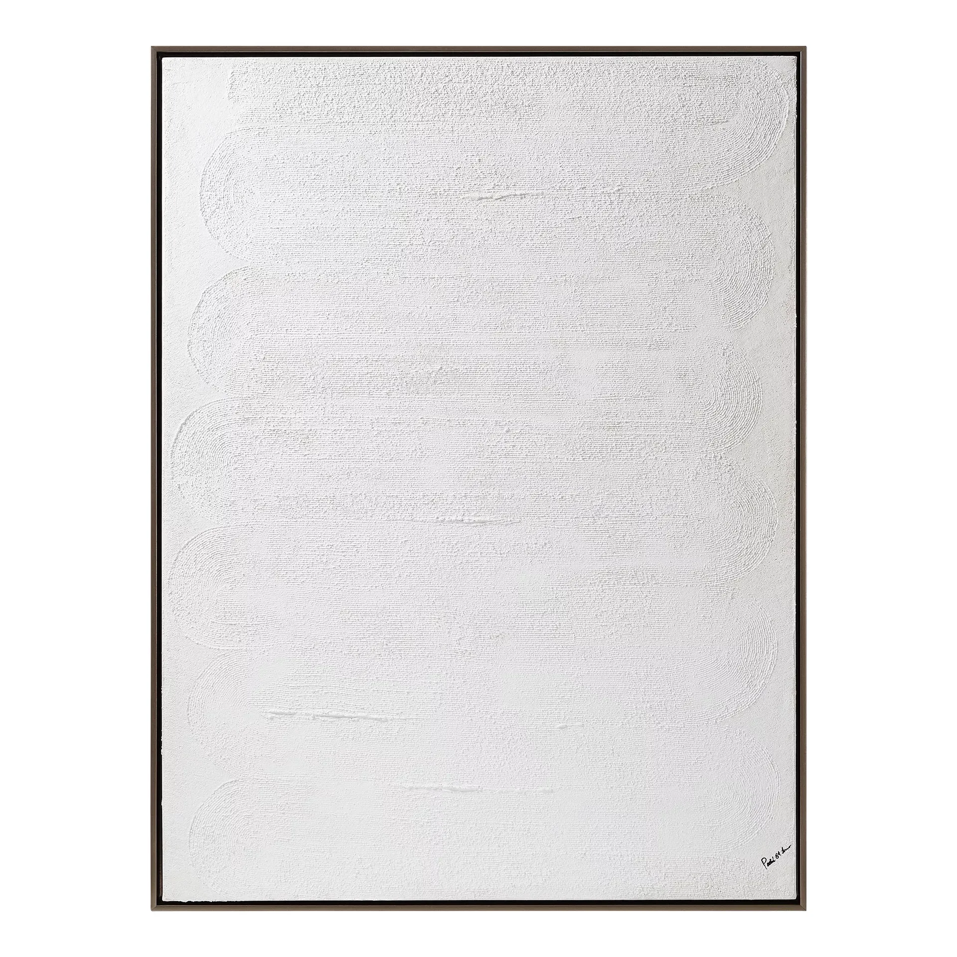 White Textured Framed Wall Art