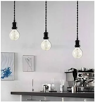 Matte Black Bare Bulb Pendant Light
