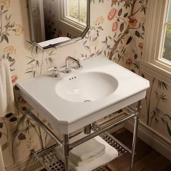 Traditional White Ceramic Console Sink
