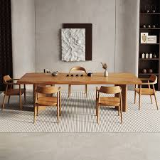 Hokku Designs Brown Rectangular Solid Wood Dining Table