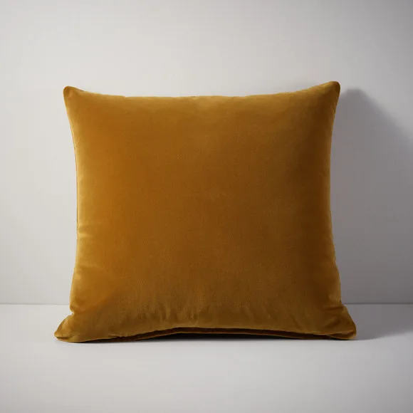 Ochre Velvet Square Throw Pillow