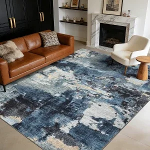 Blue and Gray Abstract Area Rug