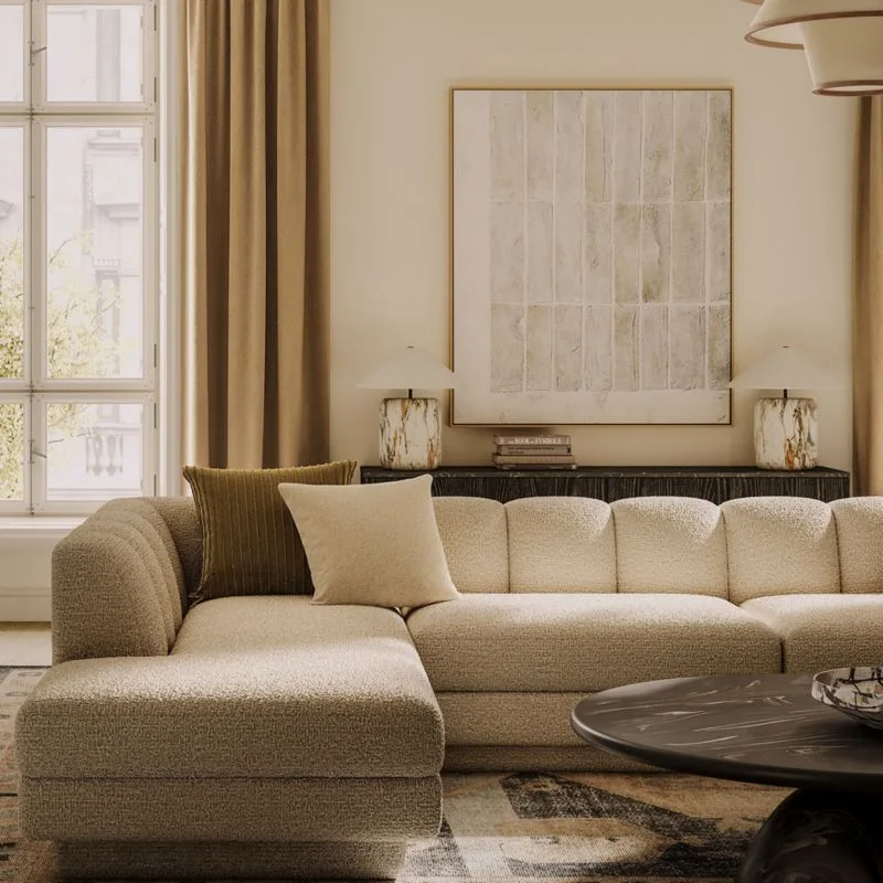 Curved Woven Fabric Sofa