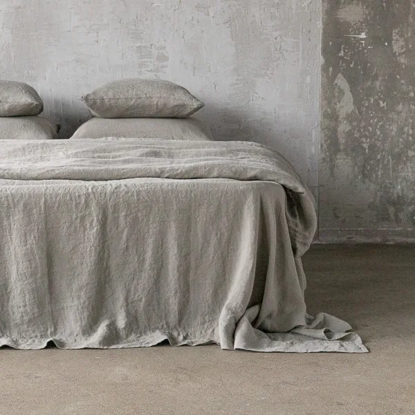 Taupe Stone Washed Bed Linen Flat Sheet