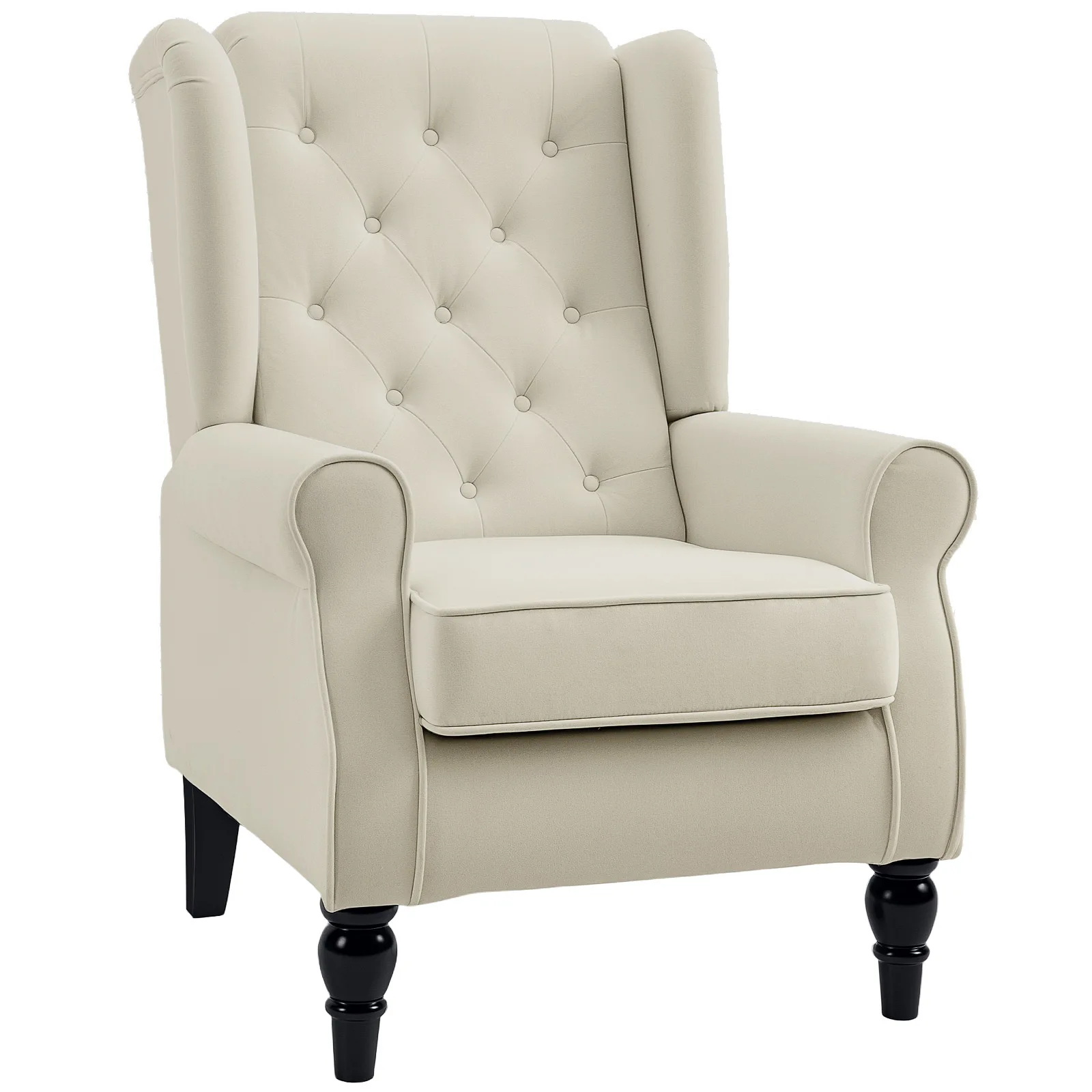 Cream Tufted Wingback Recliner