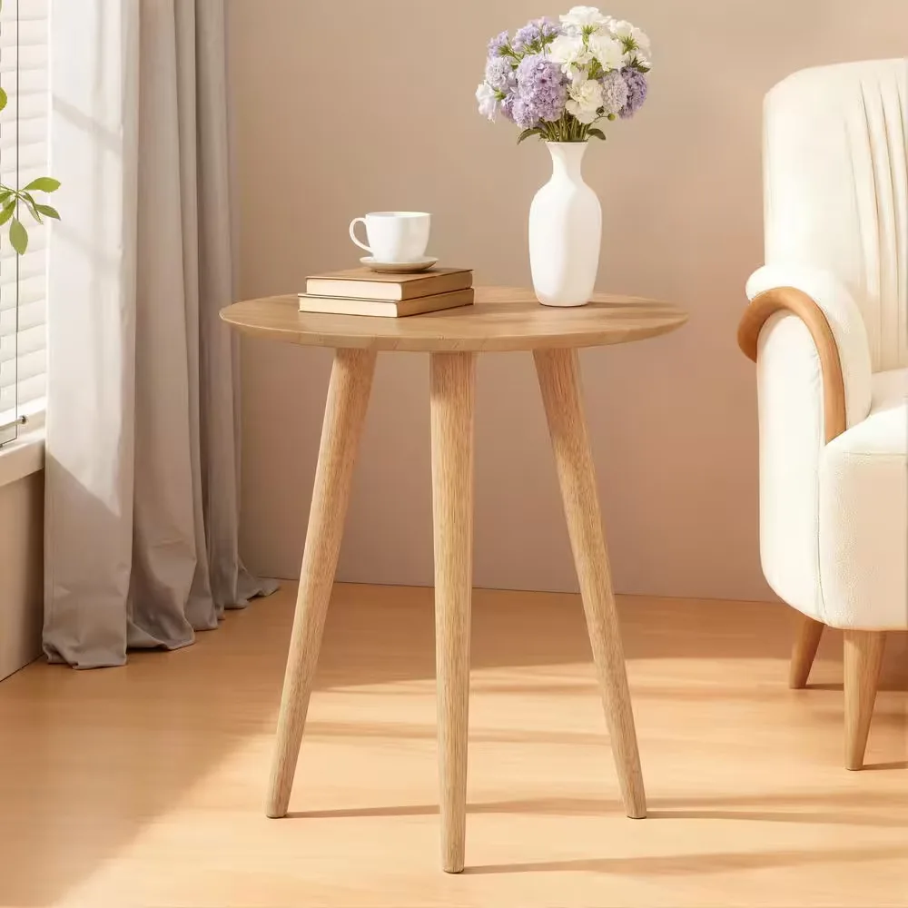 Natural Round Wood Side Table