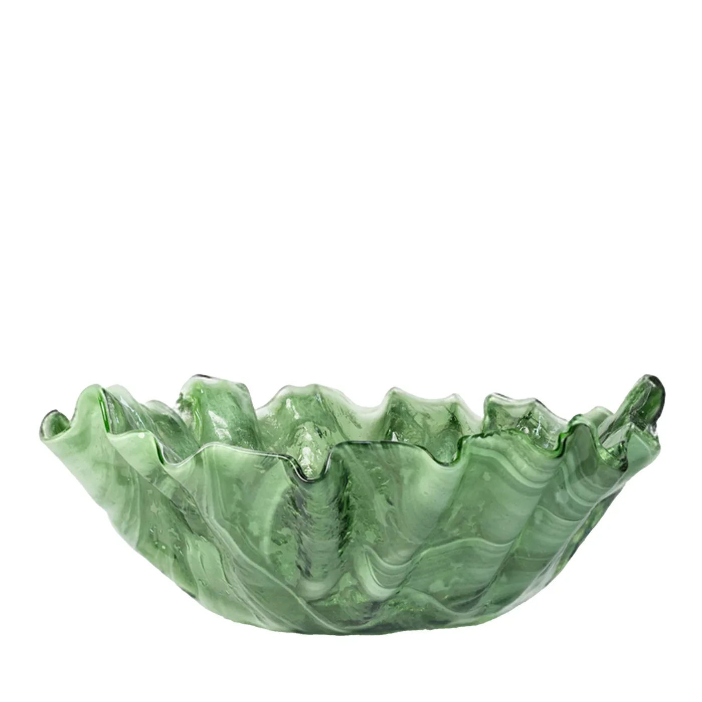 Corolla Green Glass Decorative Bowl