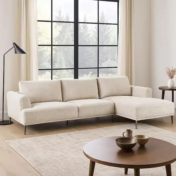 L-Shaped Modern Textured Sectional Sofa