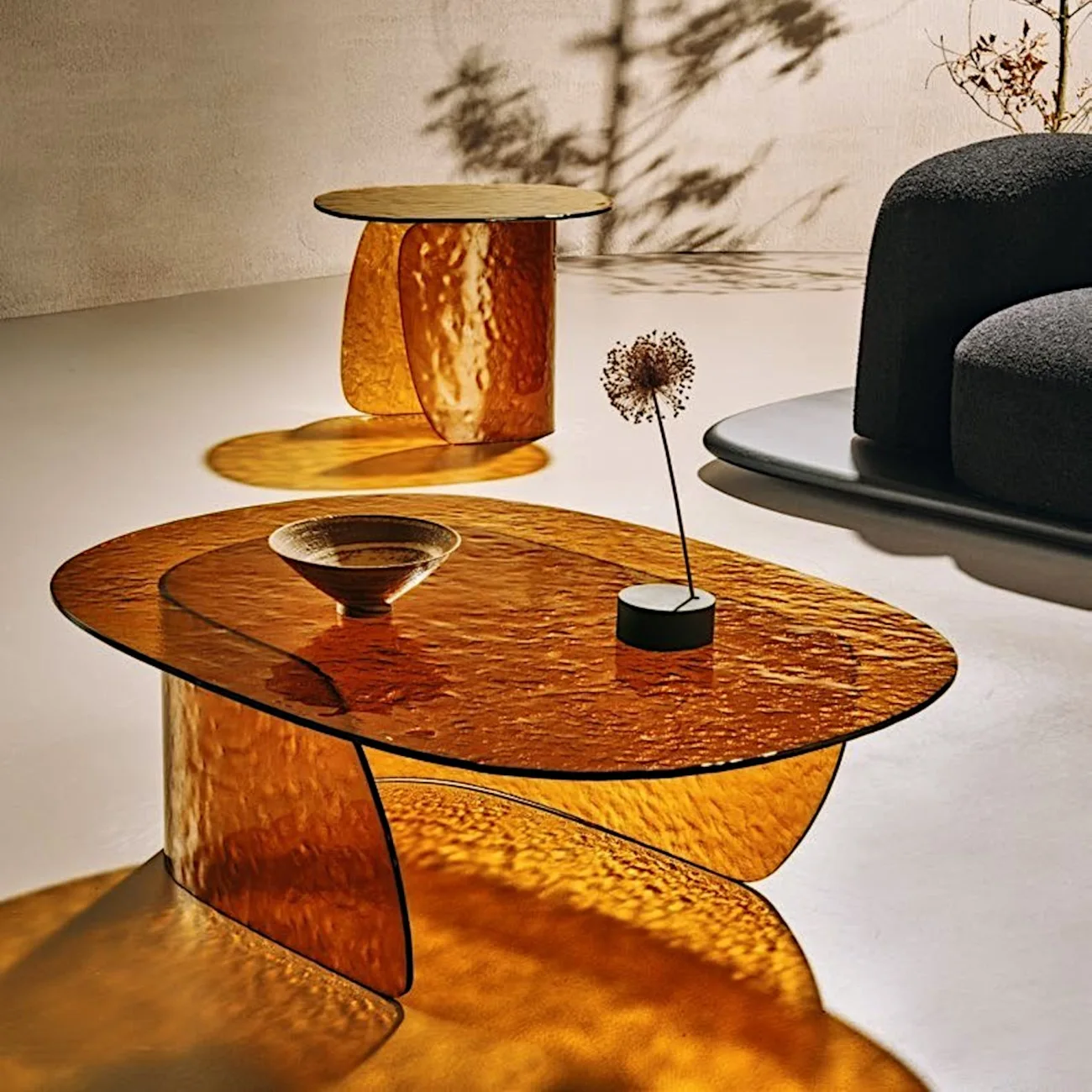 Blur Bronze Glass Oval Coffee Table