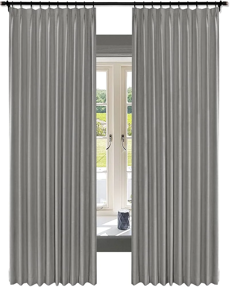 Gray Linen Pinch Pleat Curtains