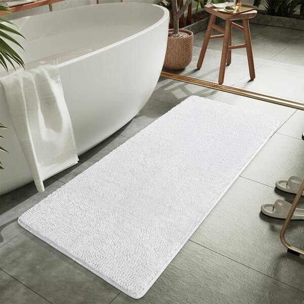Solid White Rectangular Runner Rug