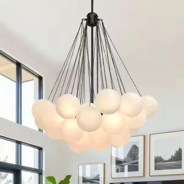 Matte Black Cloud Globe Chandelier