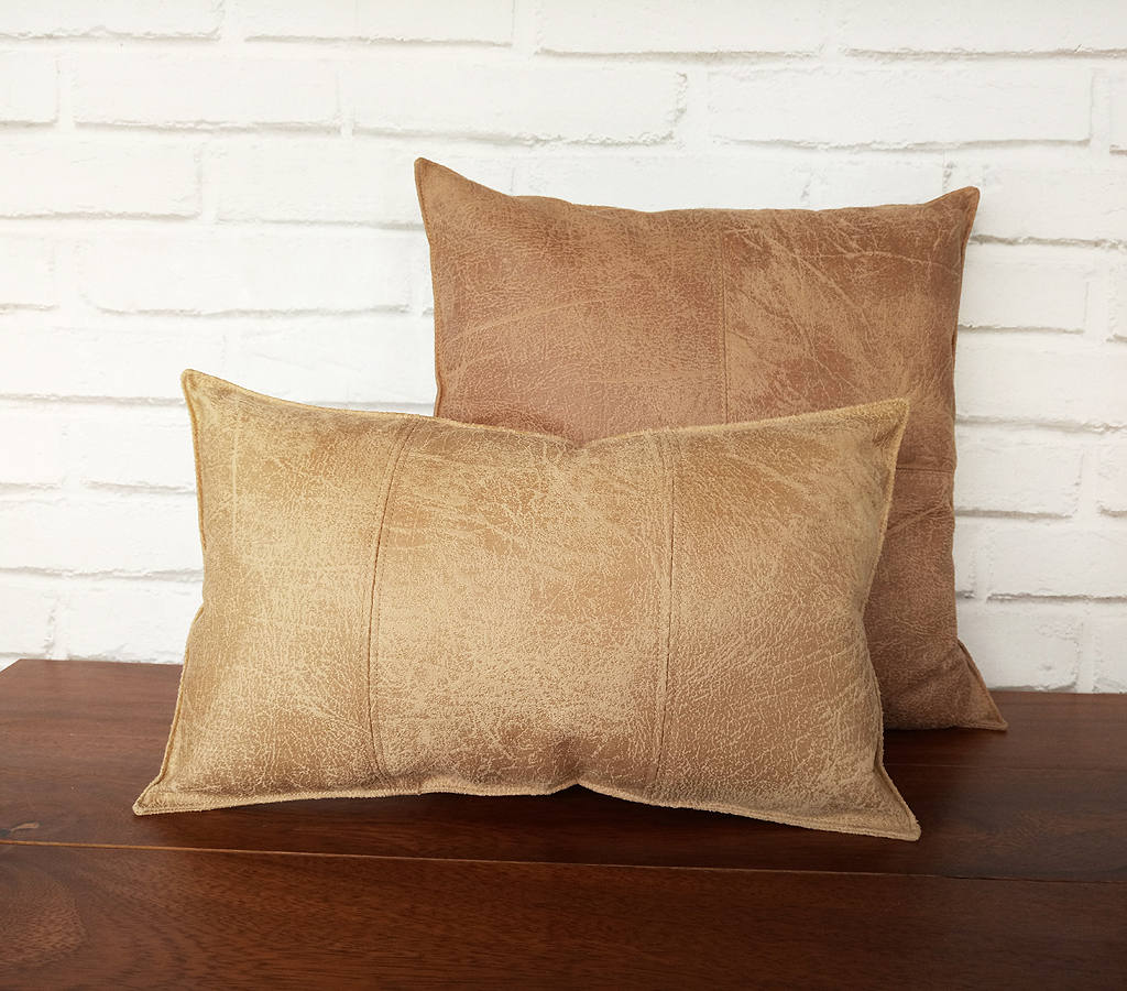 Textured Leather Throw Pillow