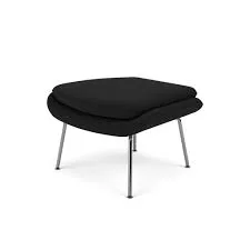 Knoll Womb Black Fabric Ottoman