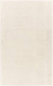 Cream Textured Wool Area Rug