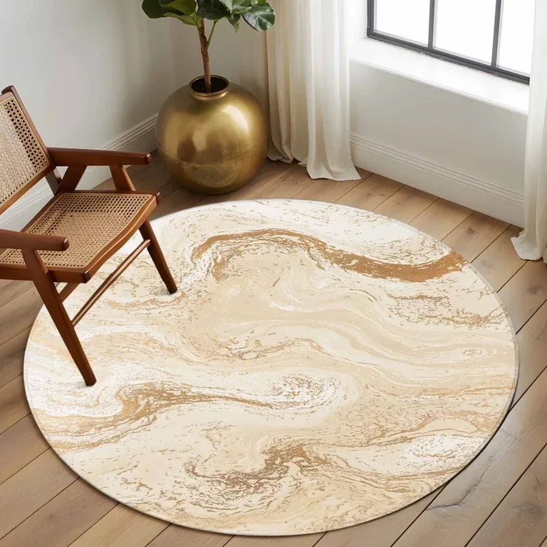Abstract Marble Round Area Rug