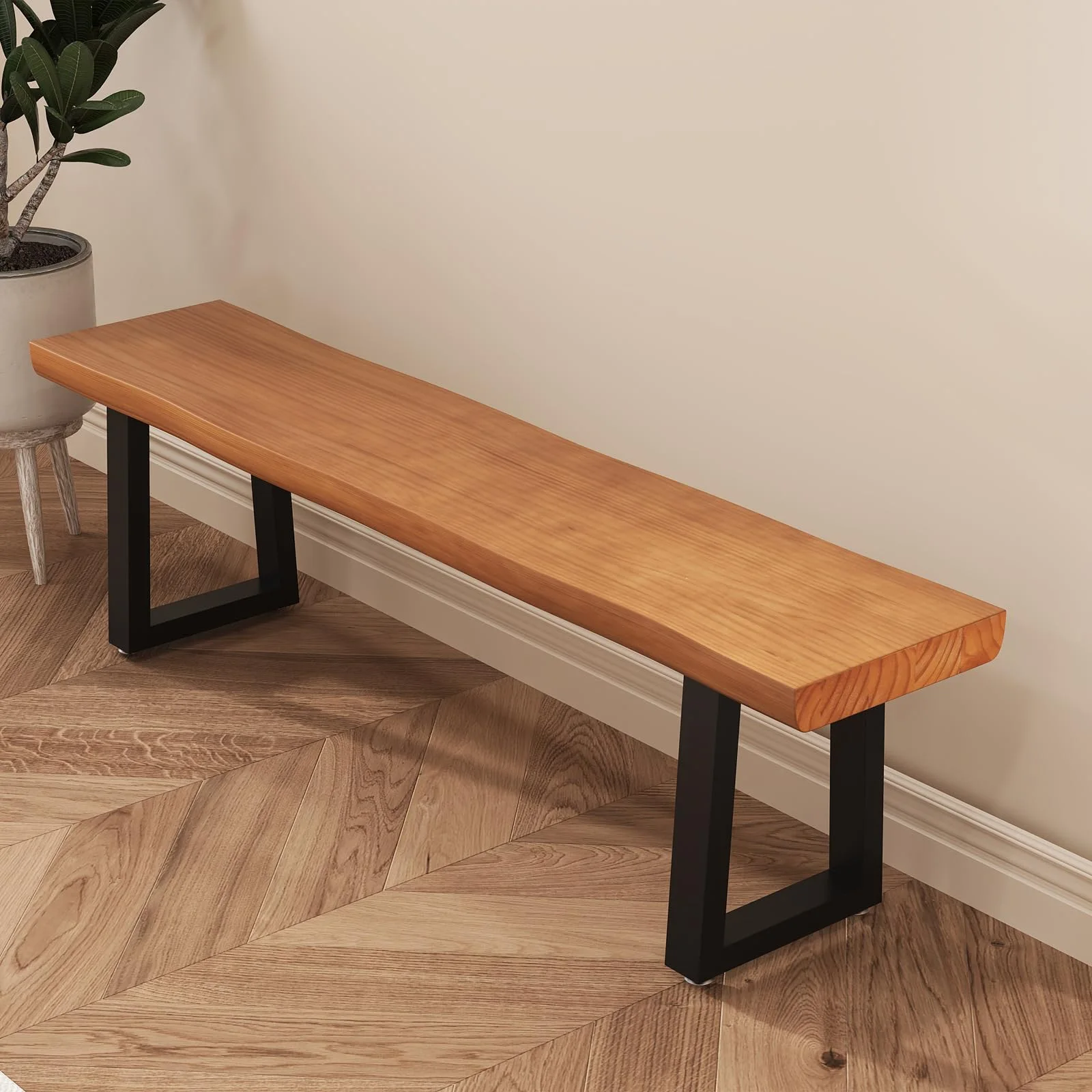 Natural Live Edge Wooden Bench