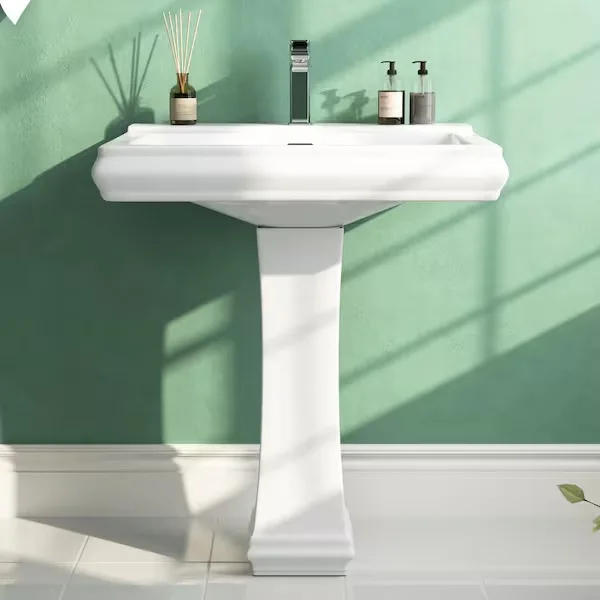 DEERVALLEY Apex White Rectangular Pedestal Sink