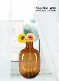 Brown Glass Bottle Vase