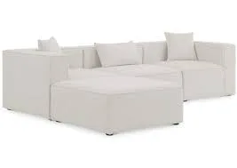 Cube Cream Fabric Modular Sectional Sofa